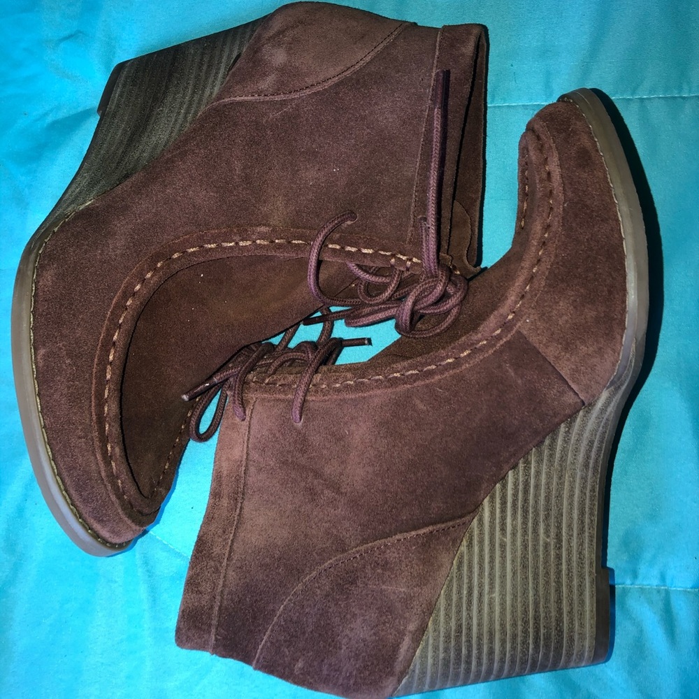 Lucky Brand Leather Upper Ankle Boots